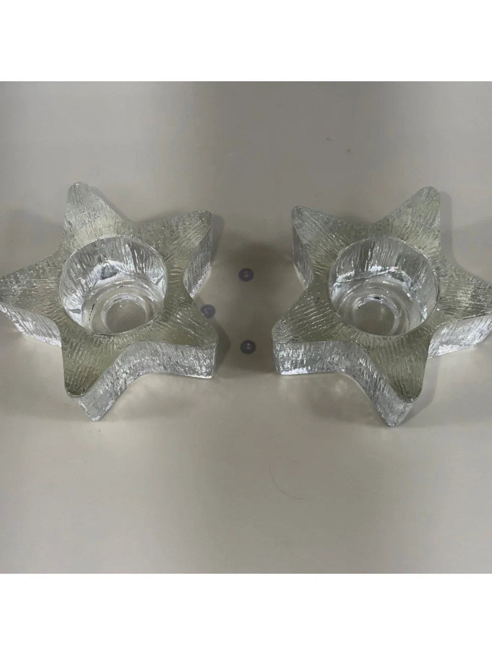 Set of 2 Clear Glass Star Shaped Tealight Candle Holders